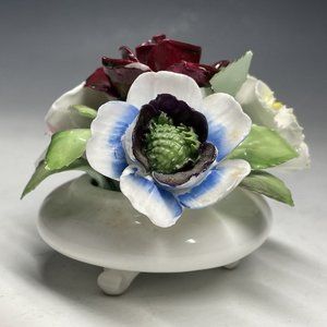 Vintage Royal Doulton Bone China Flower Bouquet Miniature Decor Tripod Art